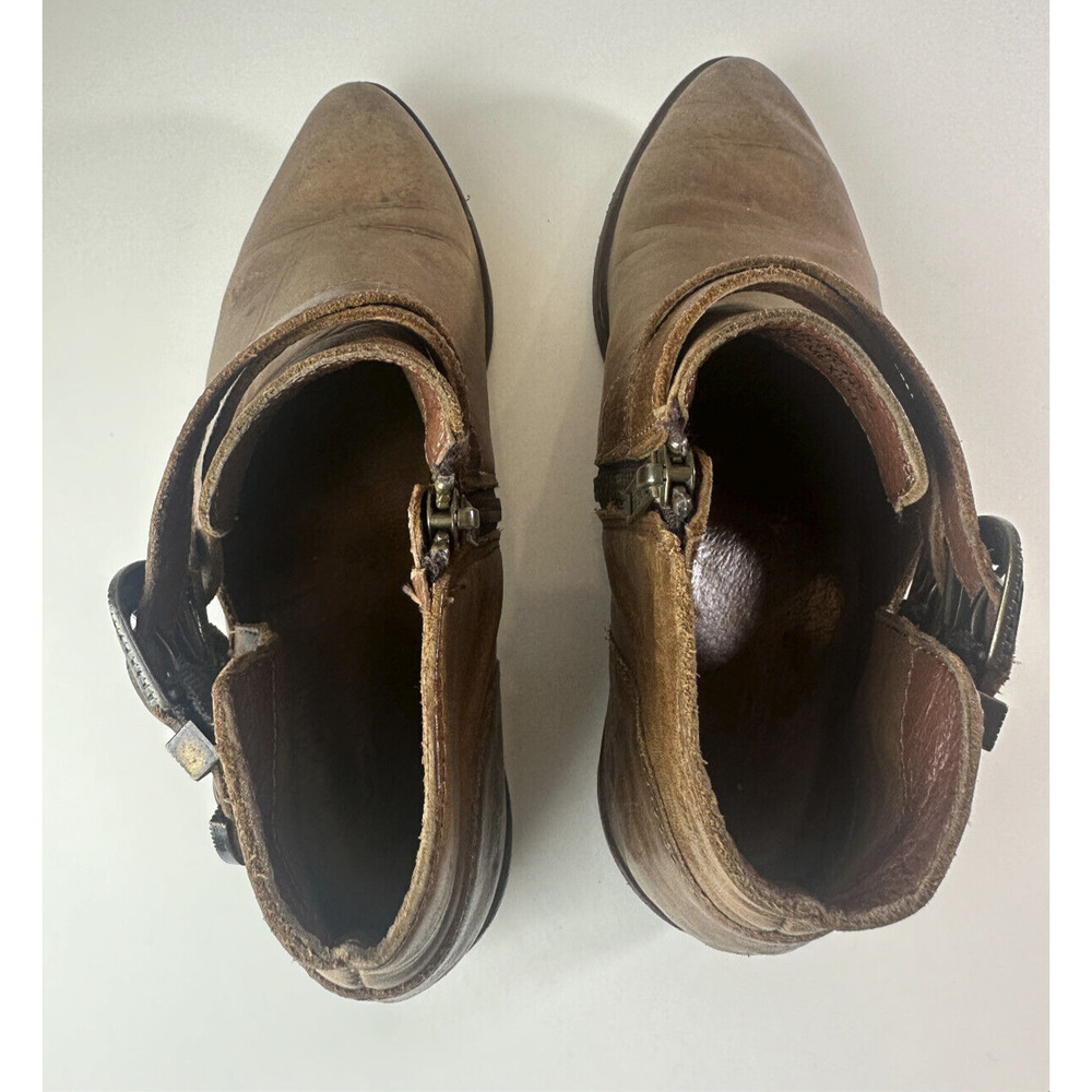Frye Ray Ankle Boots Brown Leather Western Shootie Cowboy Booties 7.5 M *Flawed - Picture 5 of 16